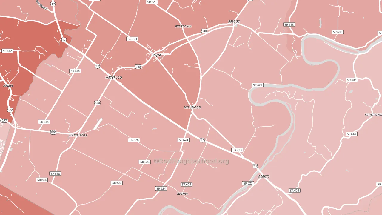 Boyce, VA block-group political-lean map