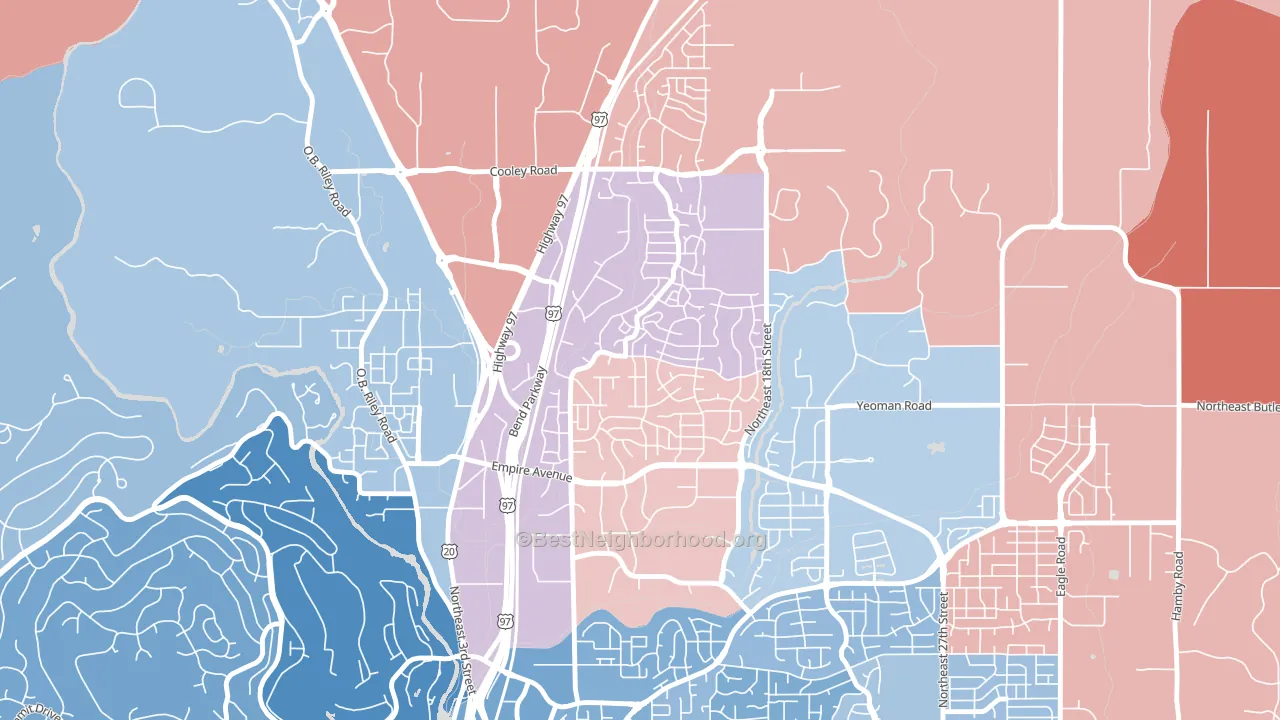 Boyd Acres, Bend, OR block-group political-lean map