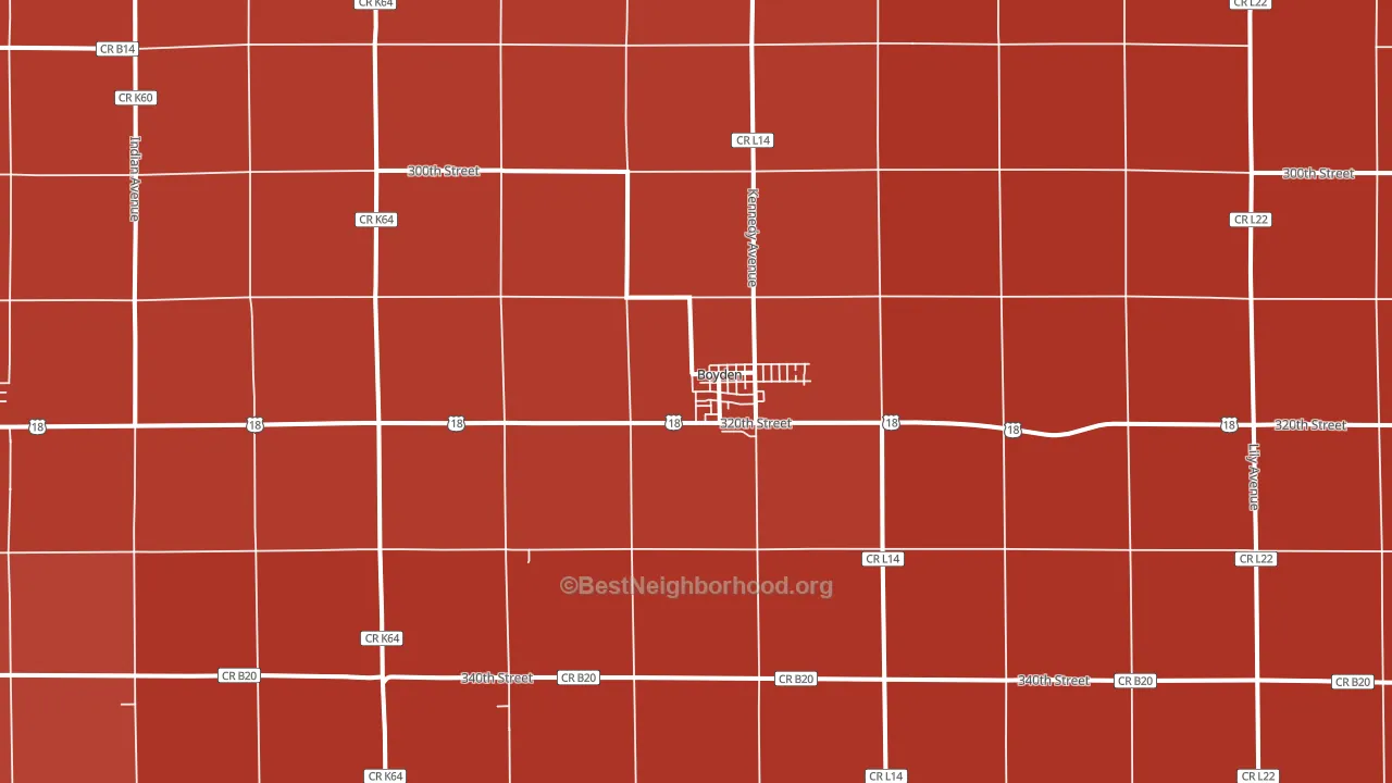 Boyden, IA block-group political-lean map