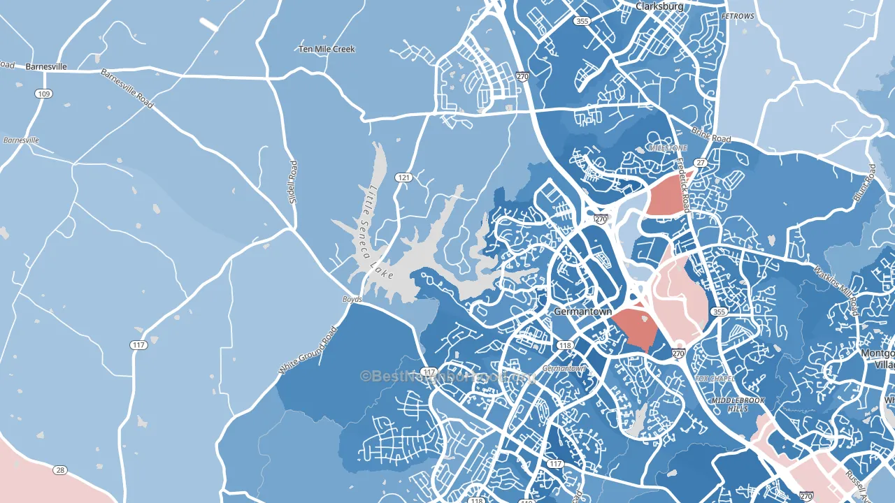 Boyds, MD block-group political-lean map
