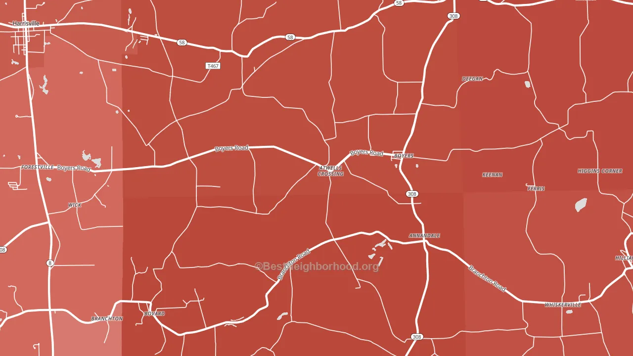 Boyers, PA block-group political-lean map