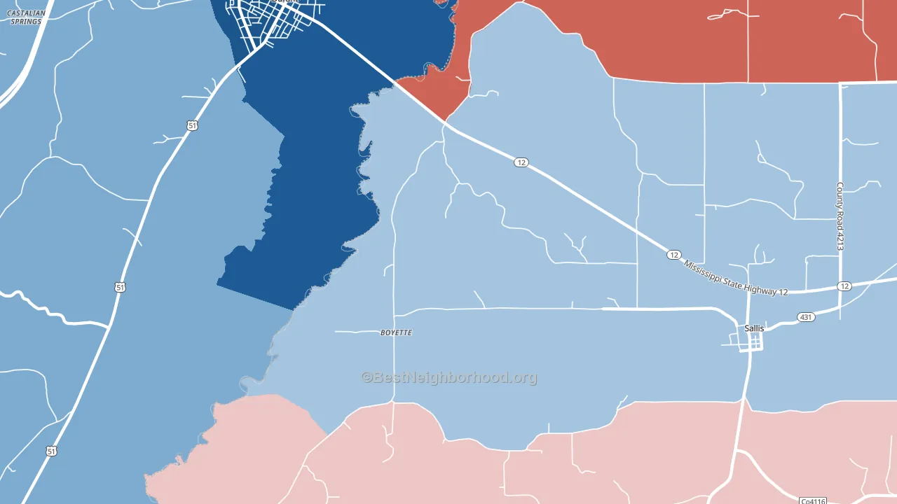 Boyette, MS block-group political-lean map