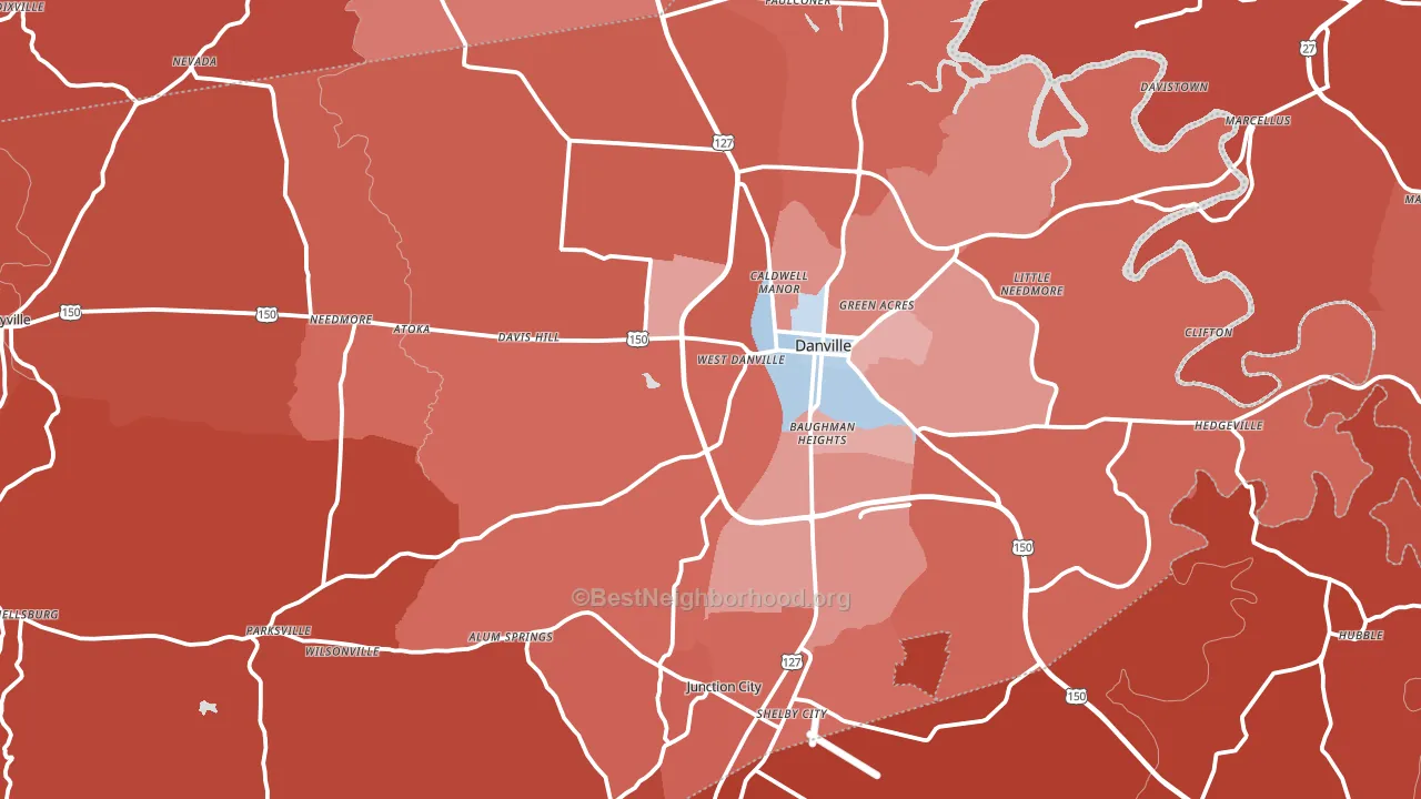 Boyle County, KY block-group political-lean map