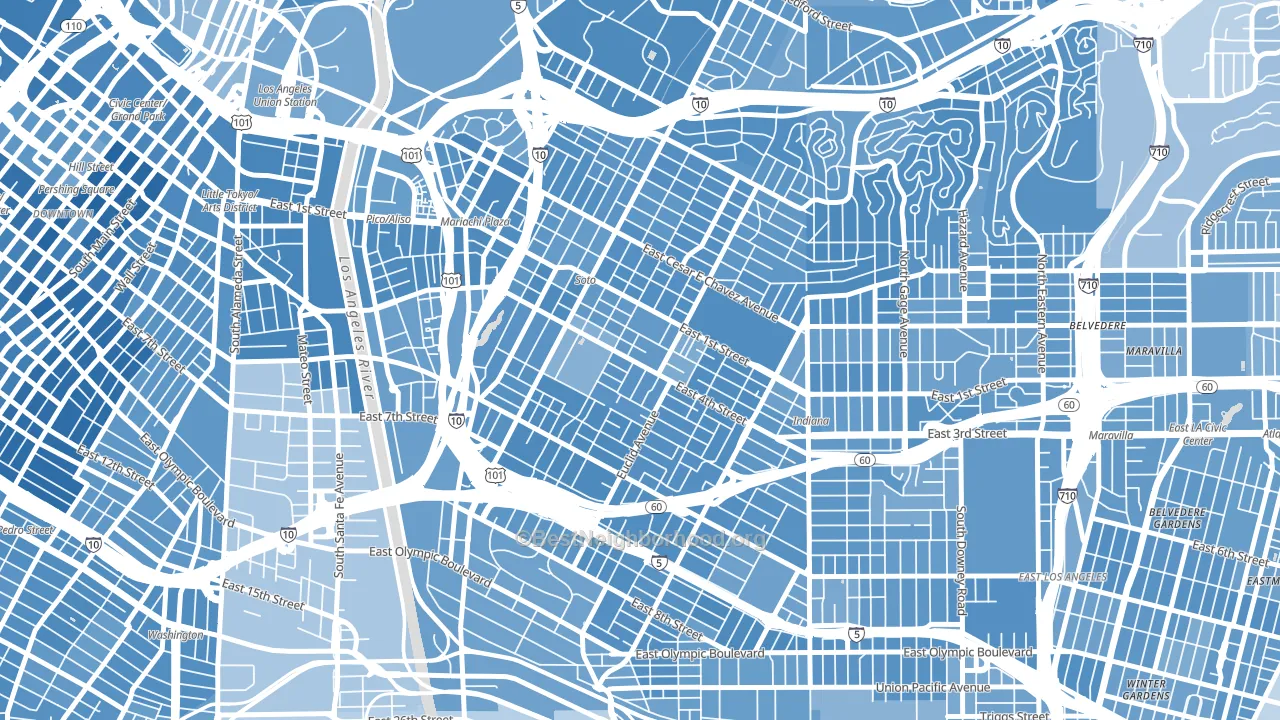 Boyle Heights, Los Angeles, CA block-group political-lean map