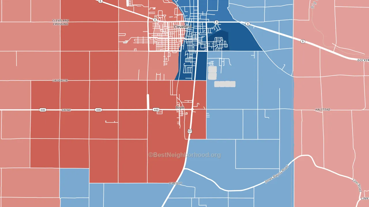 Boyle, MS block-group political-lean map