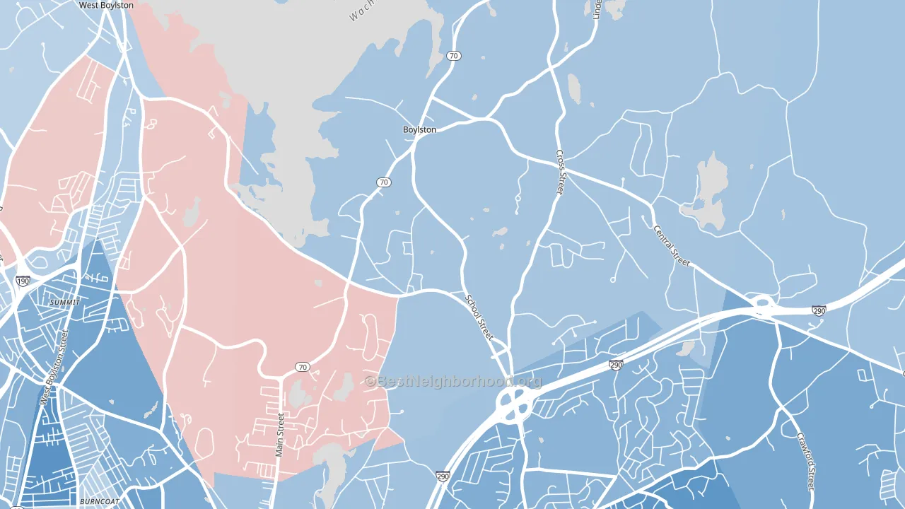 Boylston, MA block-group political-lean map
