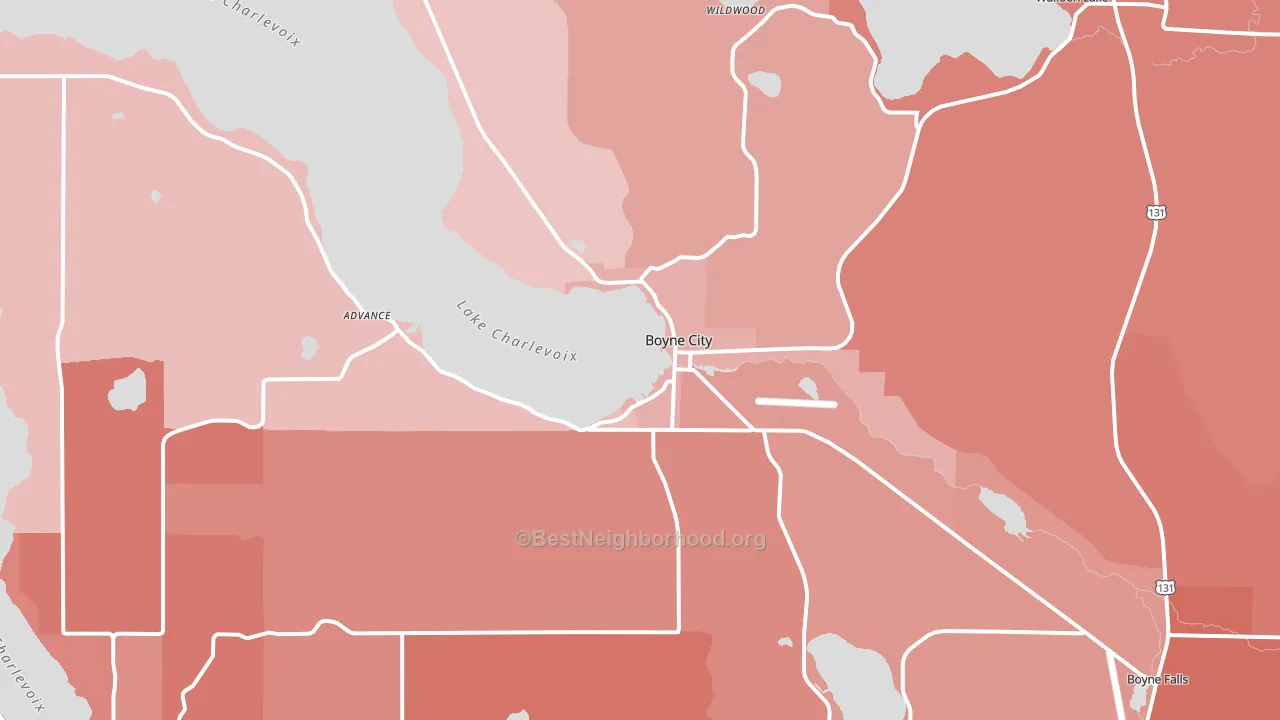 Boyne City, MI block-group political-lean map
