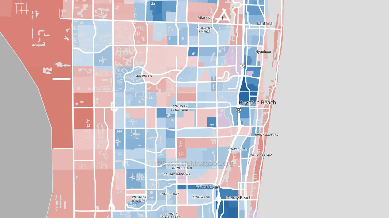 Boynton Beach, FL block-group political-lean map
