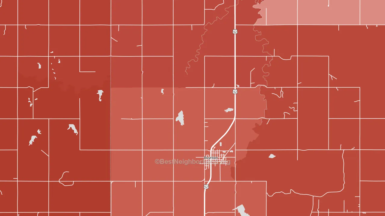 Boynton, OK block-group political-lean map