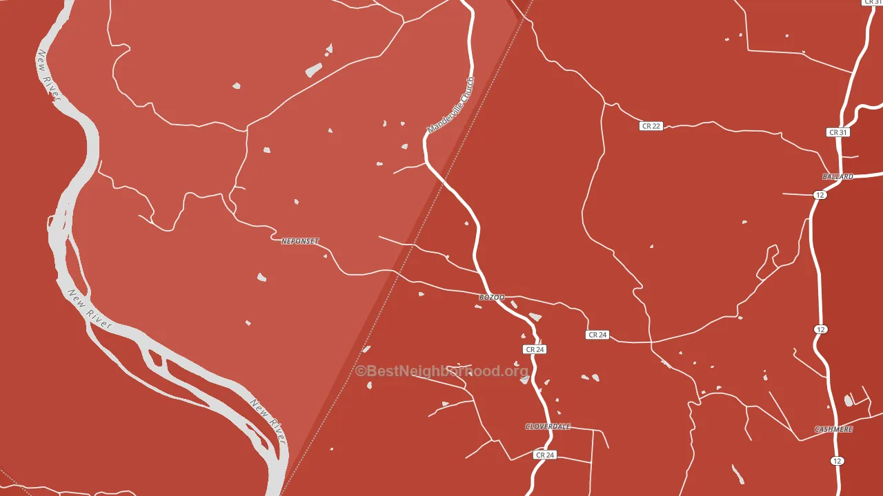 Bozoo, WV block-group political-lean map