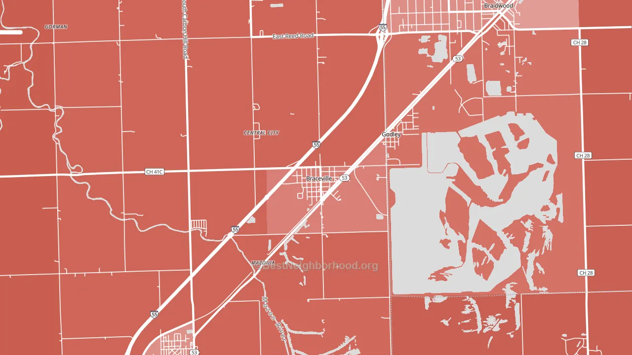 Braceville, IL block-group political-lean map