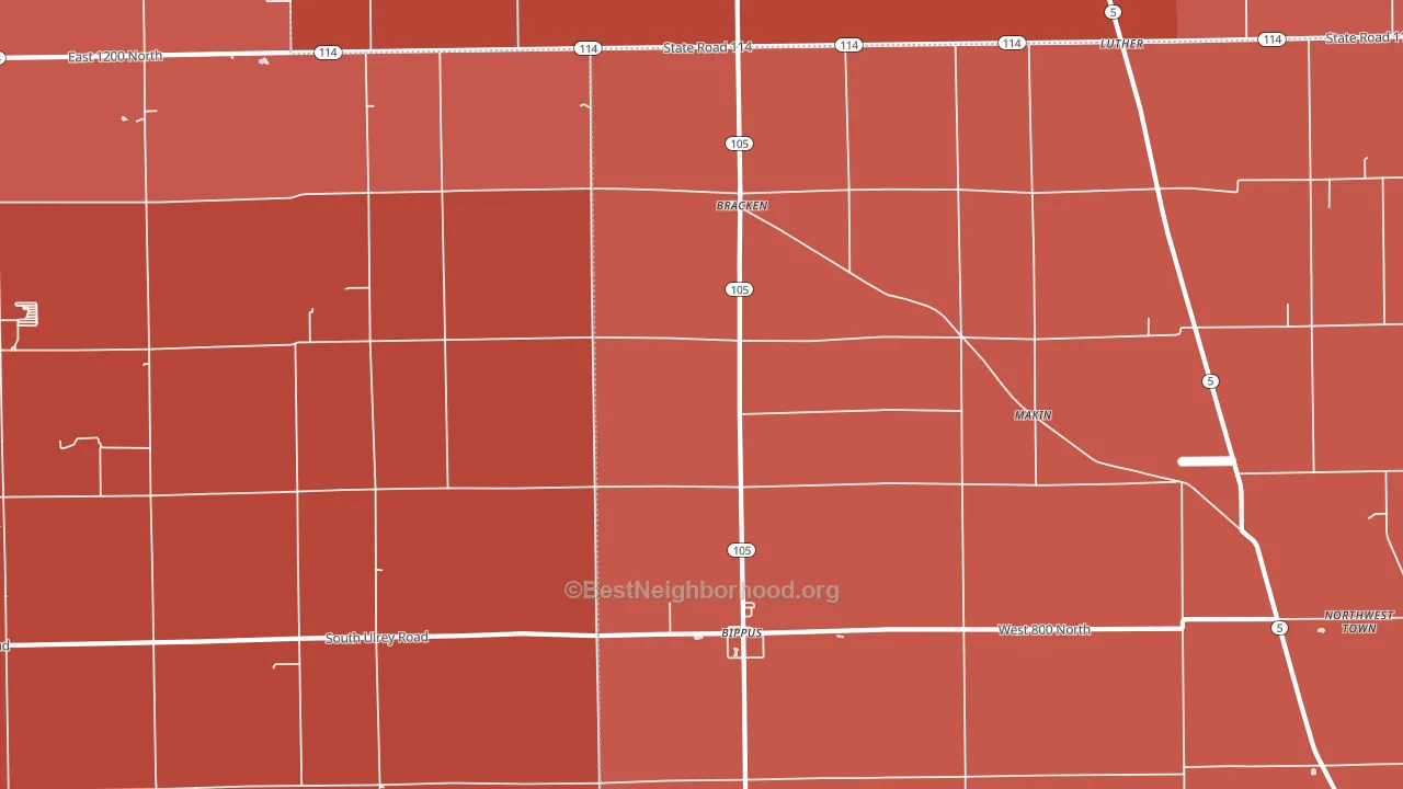 Bracken, IN block-group political-lean map