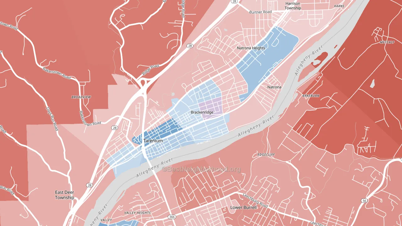 Brackenridge, PA block-group political-lean map