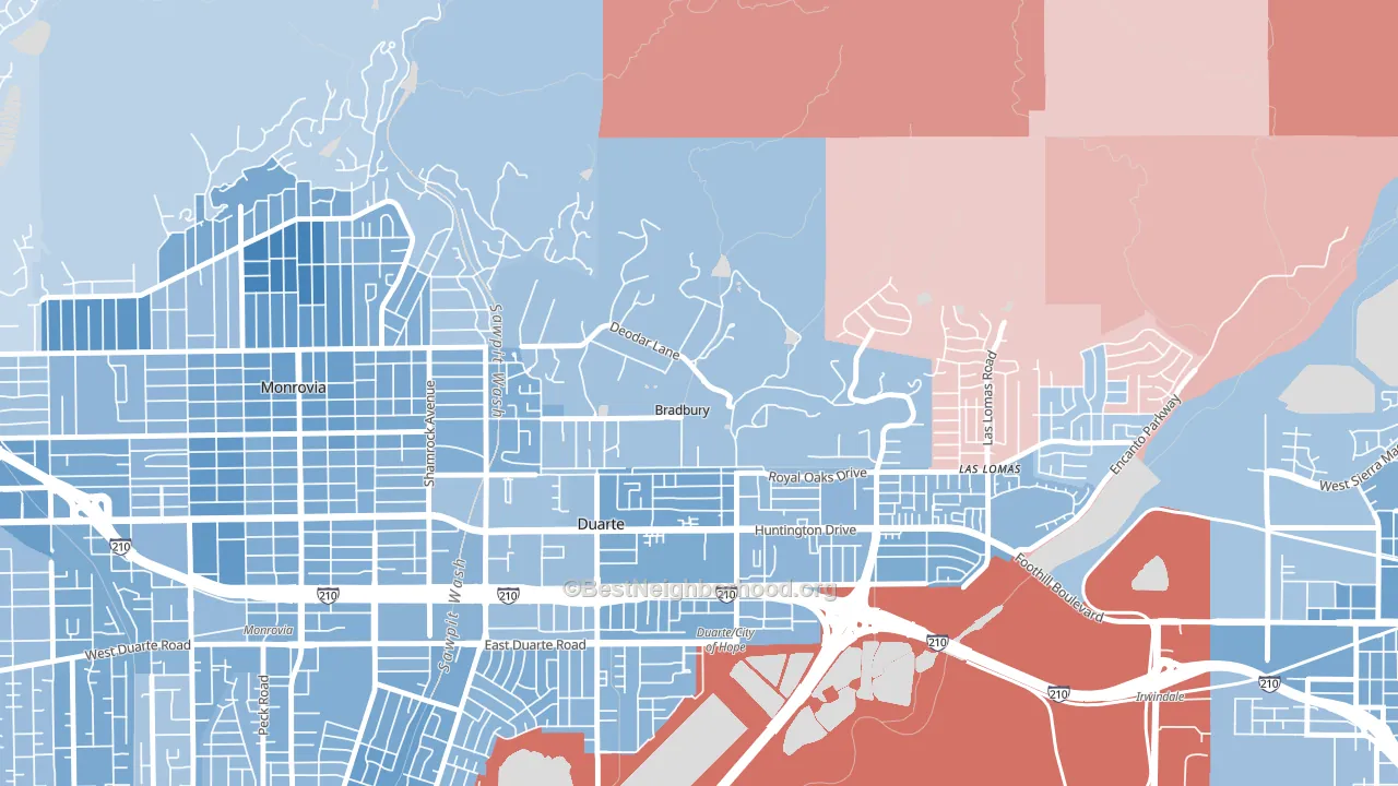 Bradbury, CA block-group political-lean map