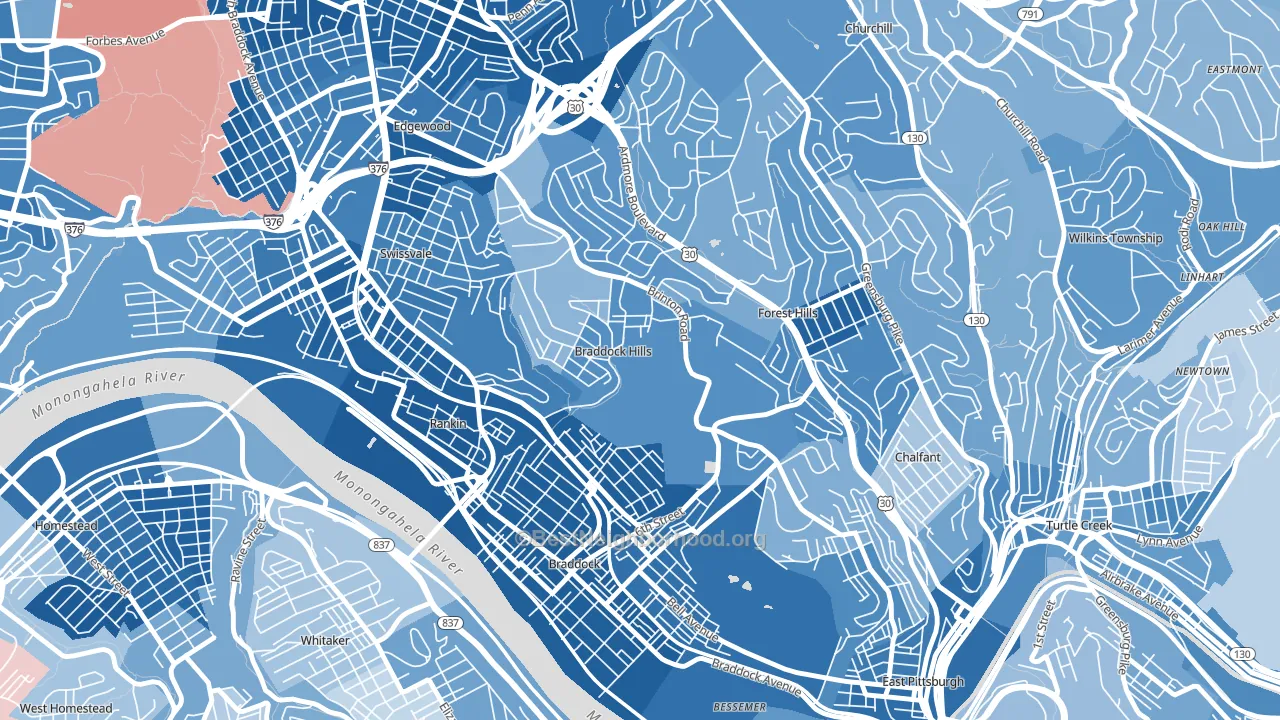 Braddock Hills, PA block-group political-lean map