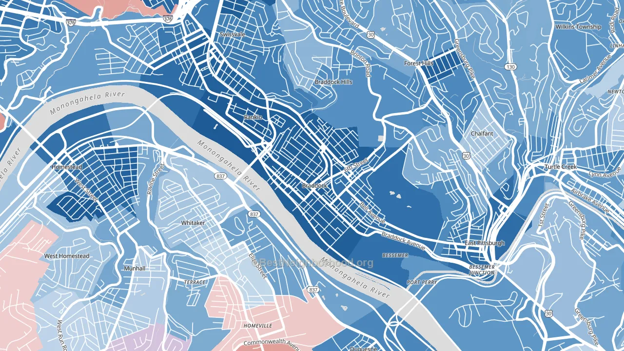 Braddock, PA block-group political-lean map