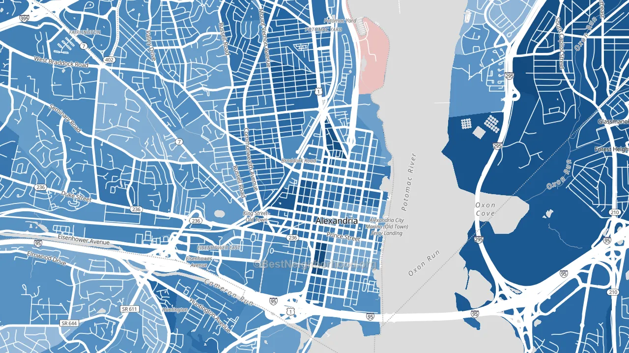 Braddock Road Metro, Alexandria, VA block-group political-lean map
