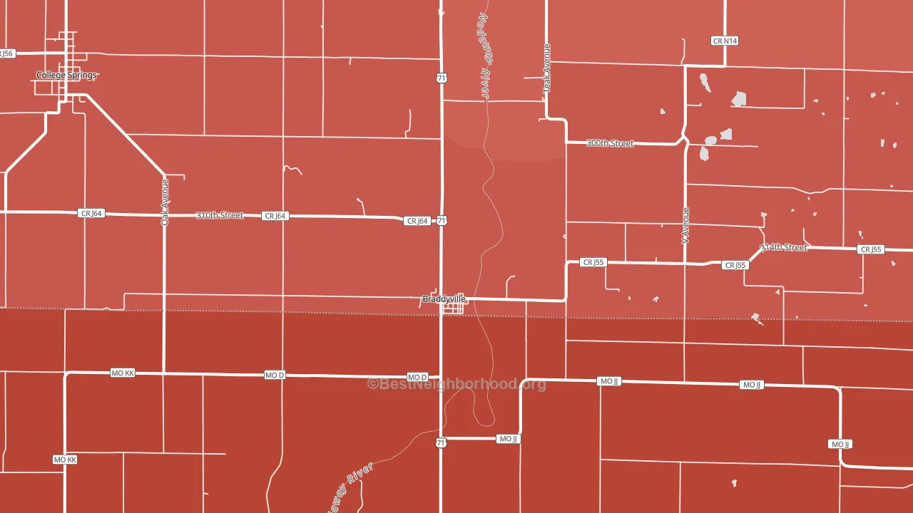 Braddyville, IA block-group political-lean map