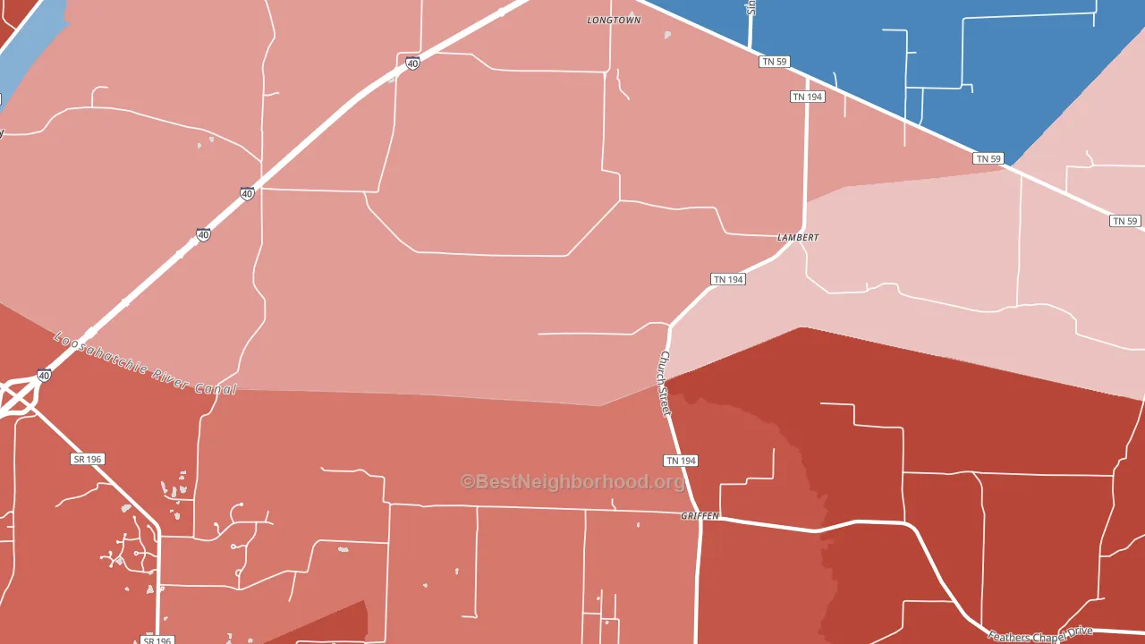 Braden, TN block-group political-lean map