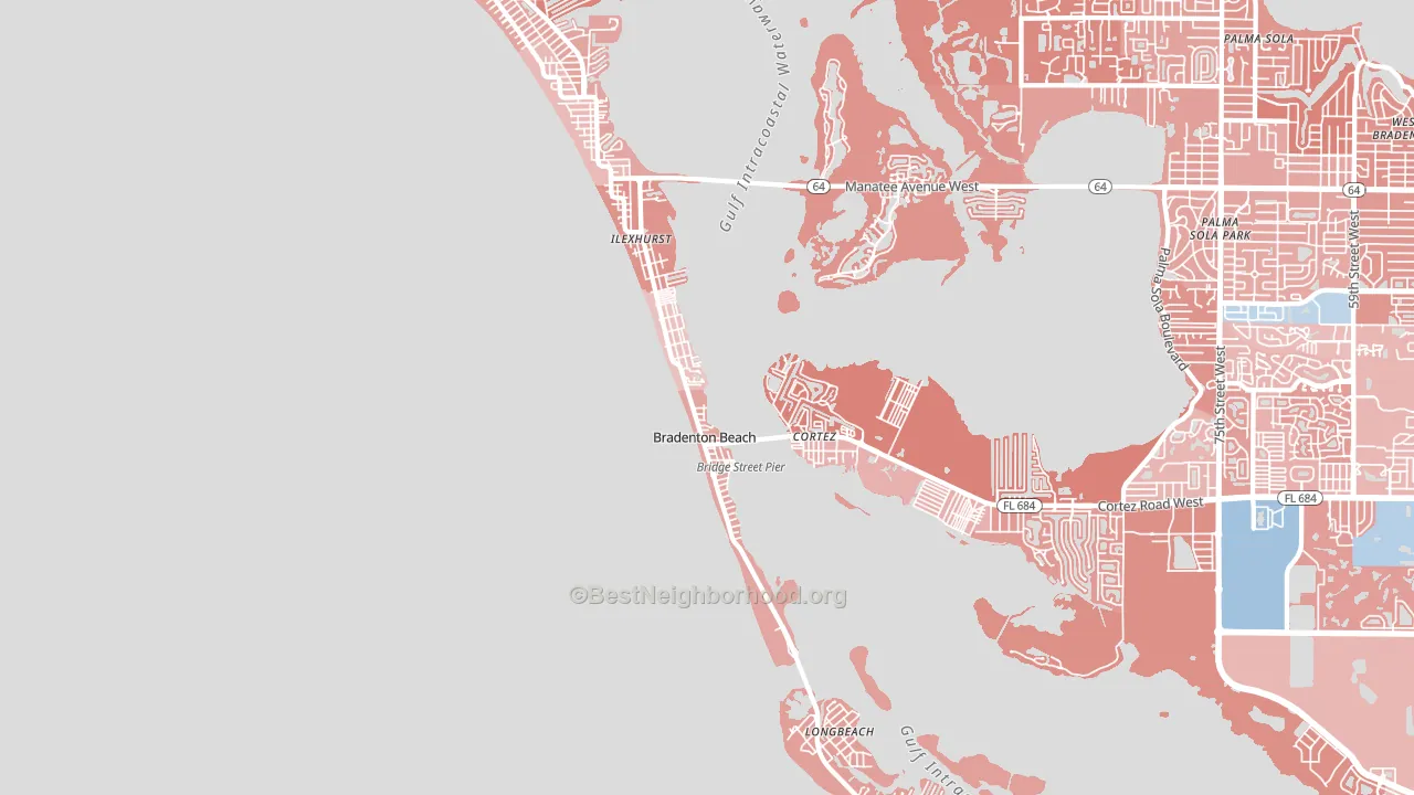 Bradenton Beach, FL block-group political-lean map