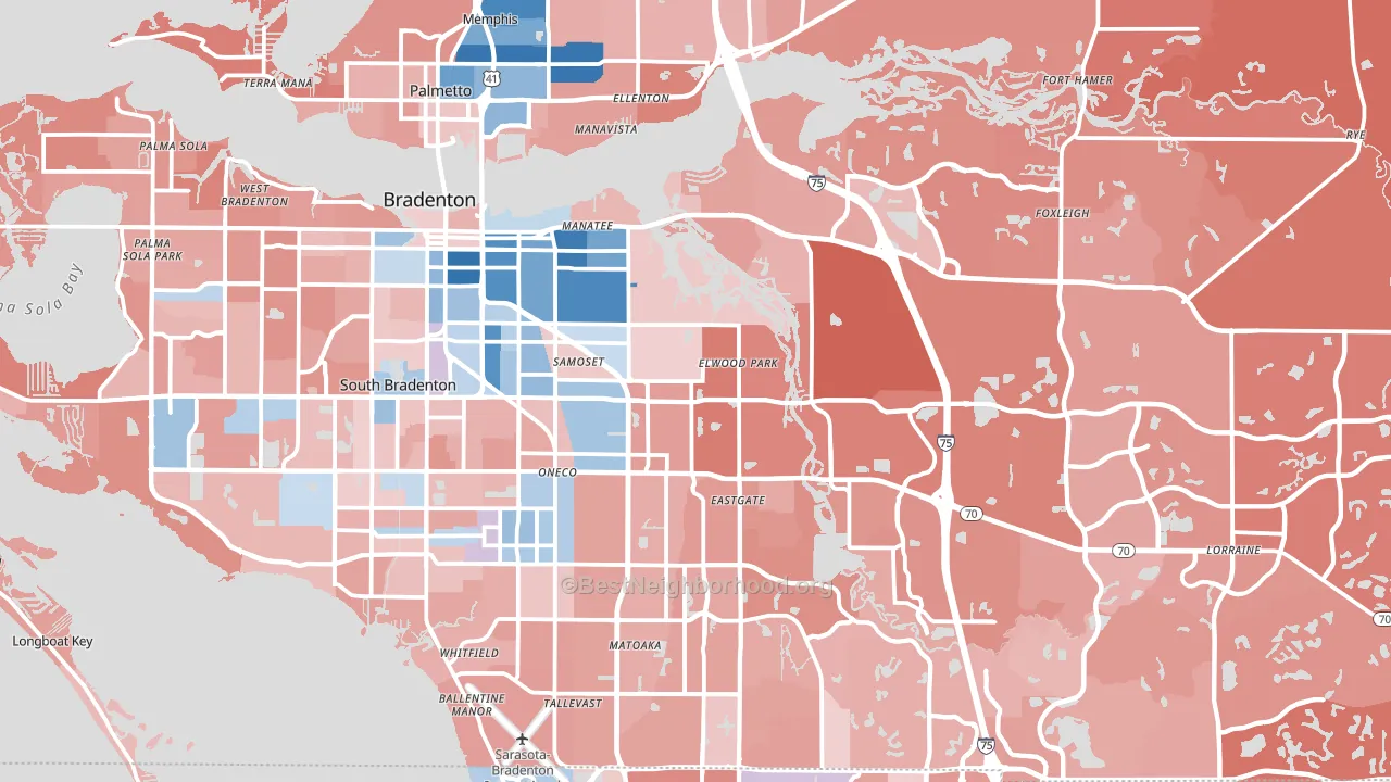 Bradenton, FL block-group political-lean map