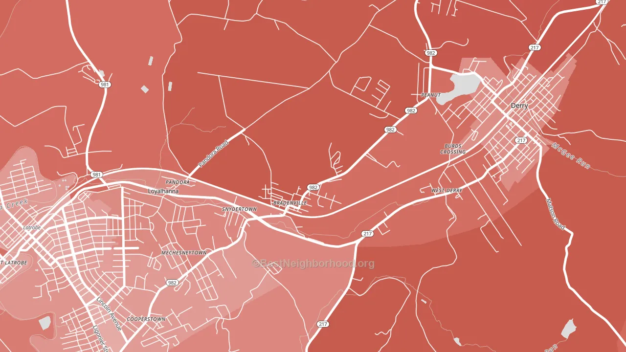 Bradenville, PA block-group political-lean map