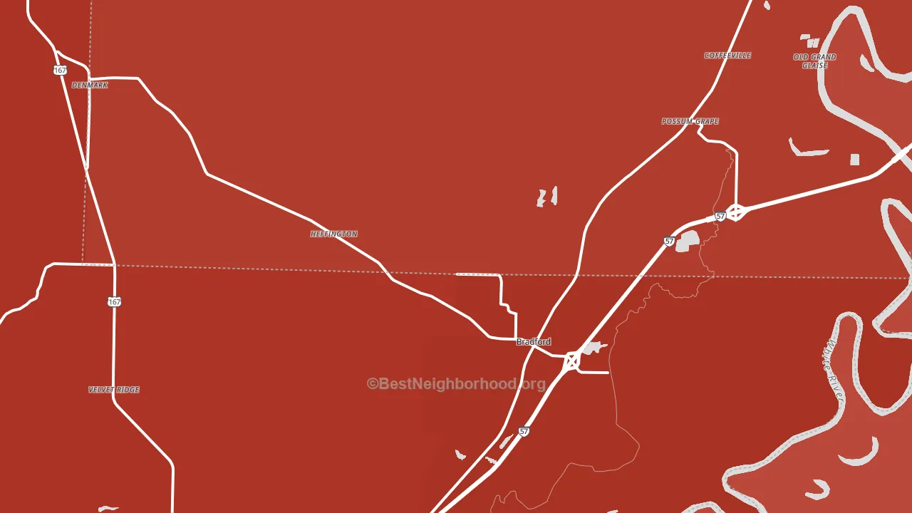 Bradford, AR block-group political-lean map