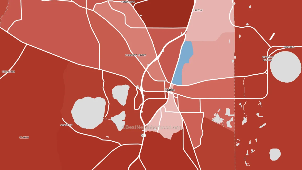 Bradford County, FL block-group political-lean map