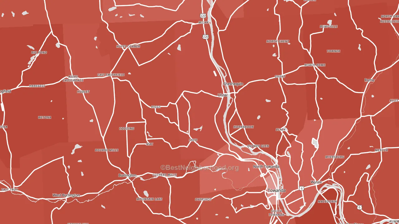 Bradford County, PA block-group political-lean map