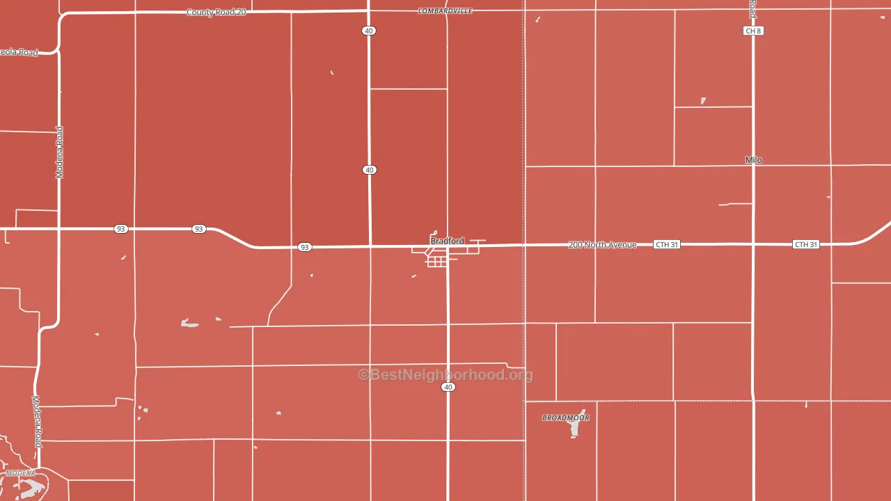 Bradford, IL block-group political-lean map