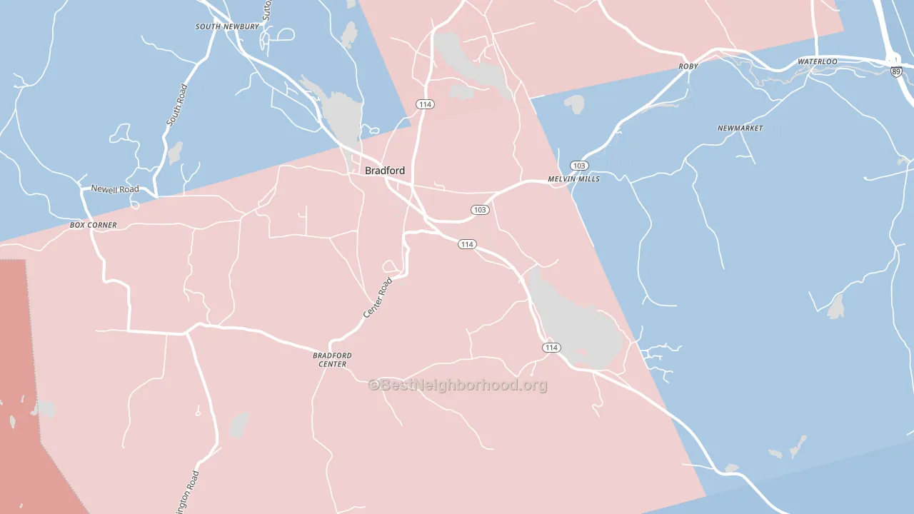 Bradford, NH block-group political-lean map