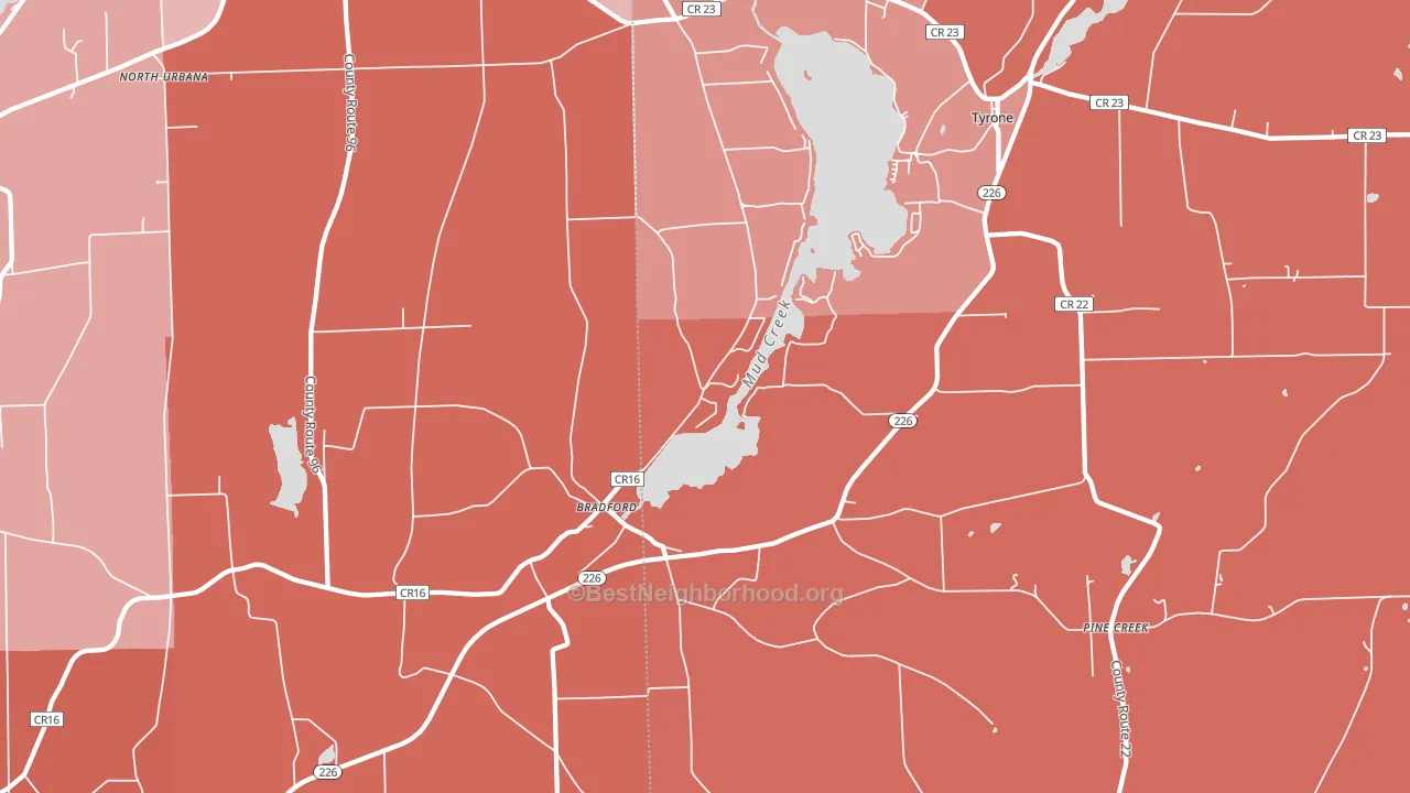 Bradford, NY block-group political-lean map