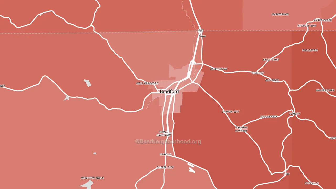 Bradford, PA block-group political-lean map