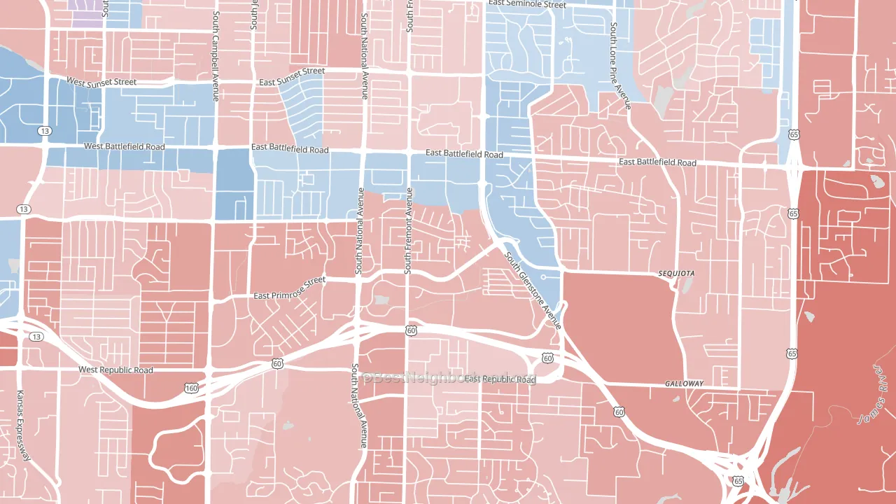 Bradford Park, Springfield, MO block-group political-lean map