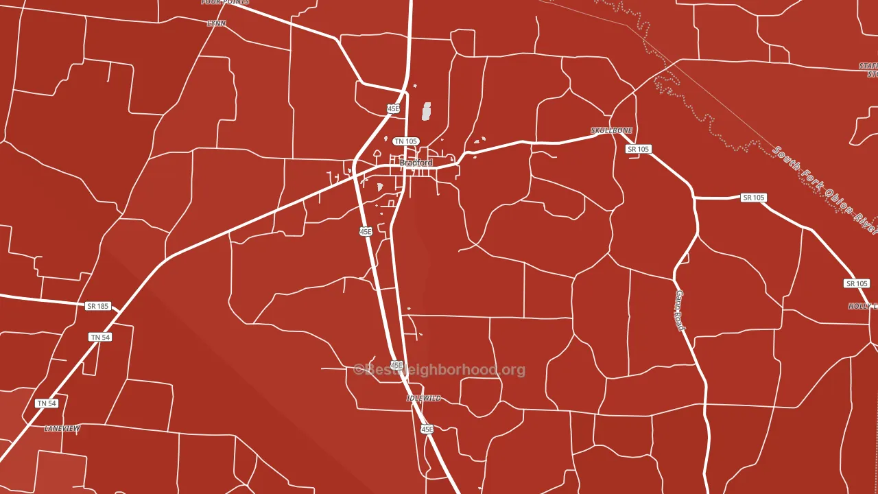 Bradford, TN block-group political-lean map