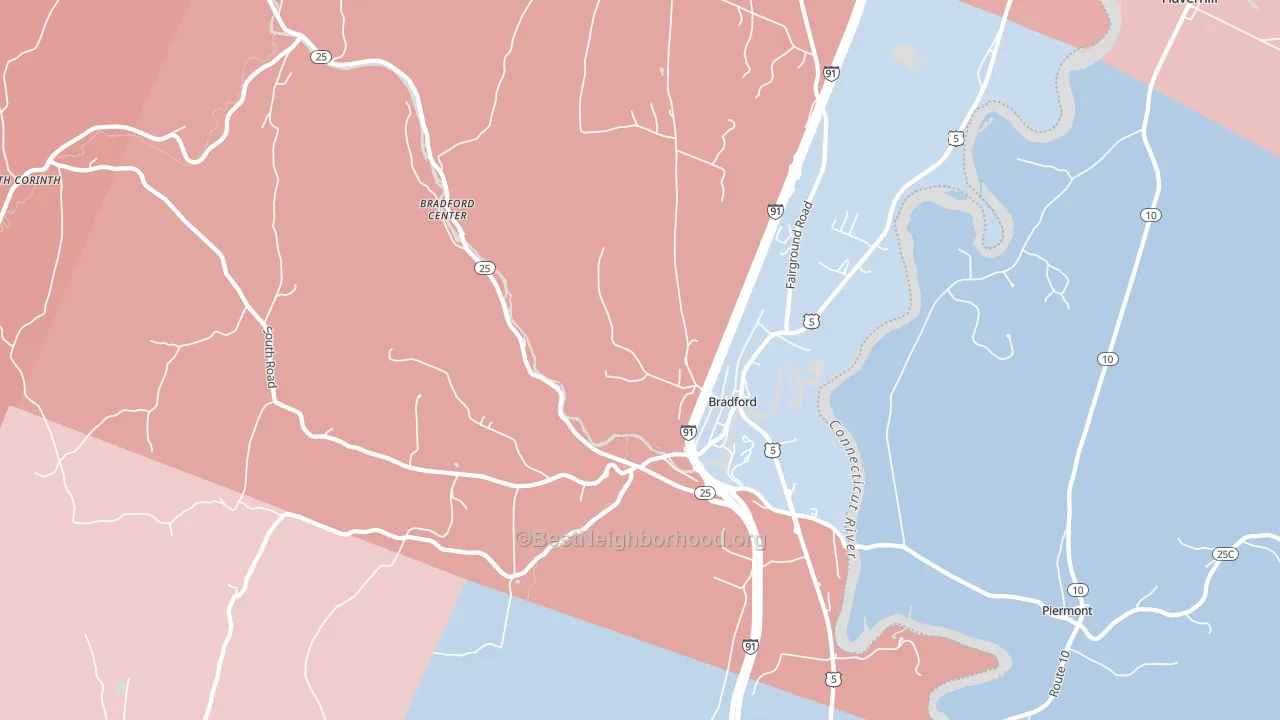Bradford, VT block-group political-lean map