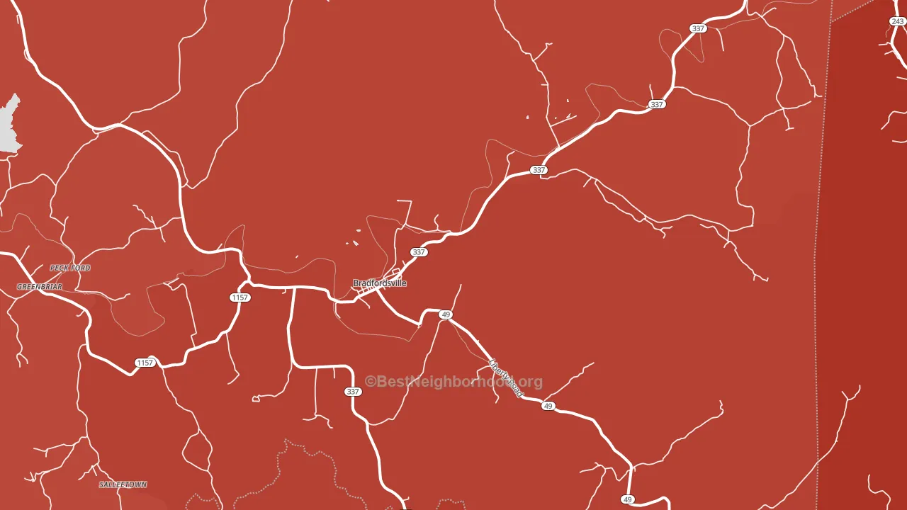 Bradfordsville, KY block-group political-lean map