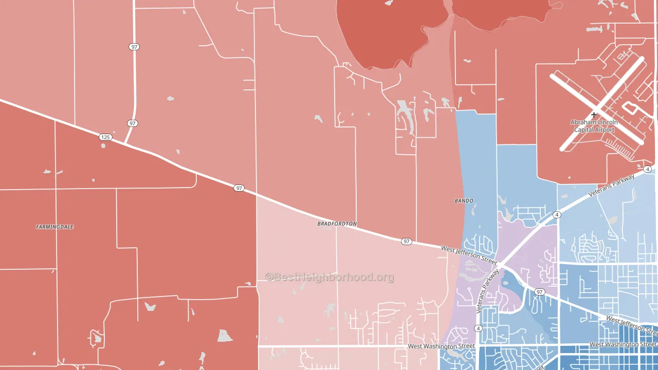 Bradfordton, IL block-group political-lean map