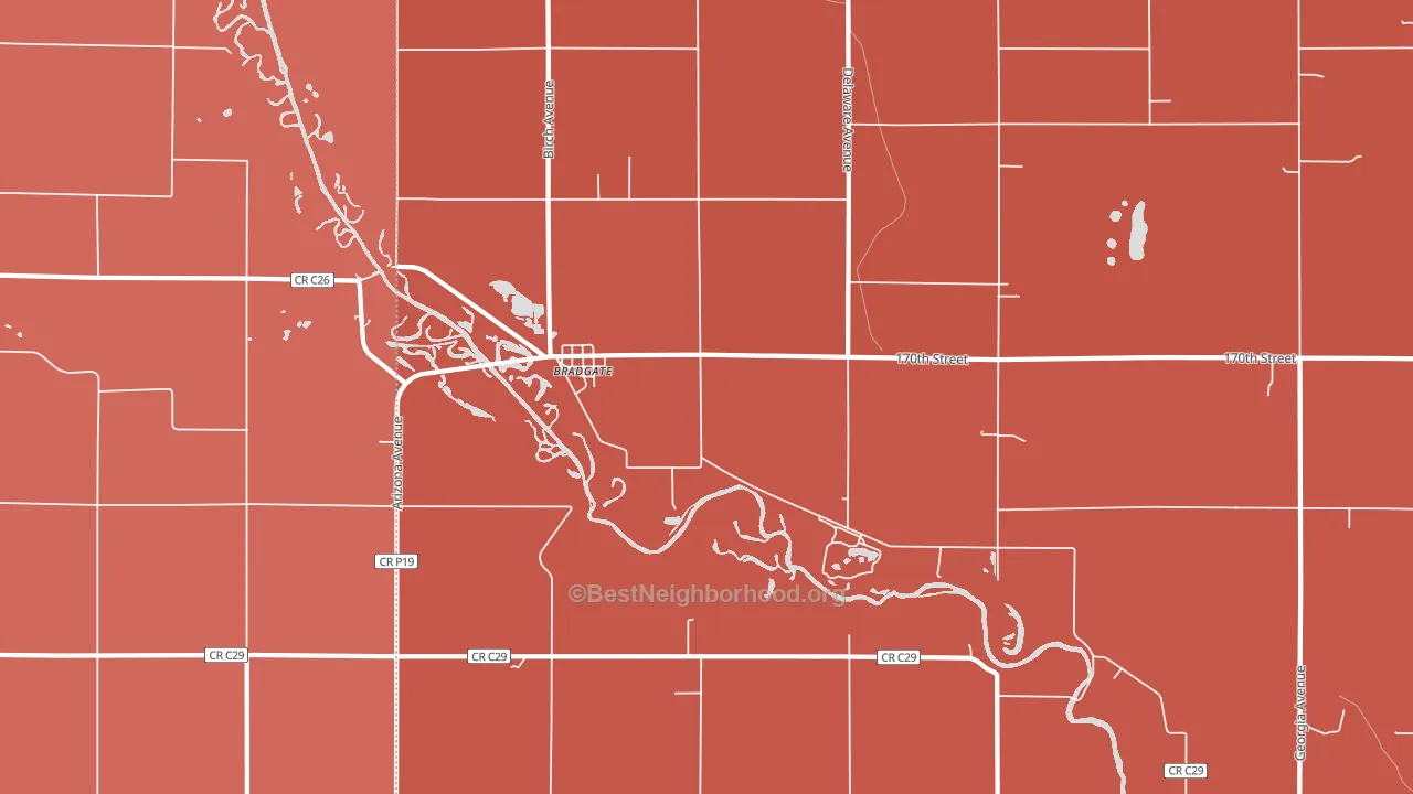 Bradgate, IA block-group political-lean map