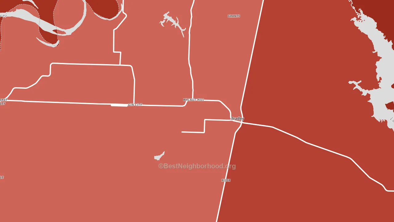 Bradley, AR block-group political-lean map