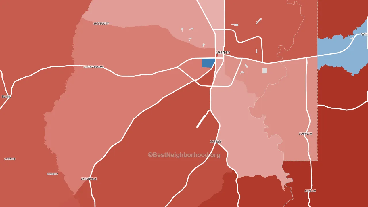 Bradley County, AR block-group political-lean map