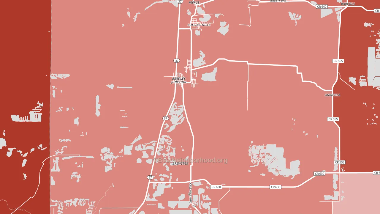Bradley, FL block-group political-lean map