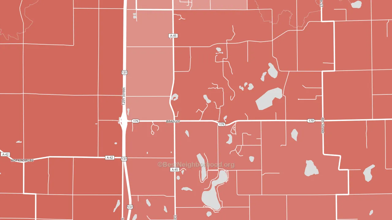 Bradley, MI block-group political-lean map