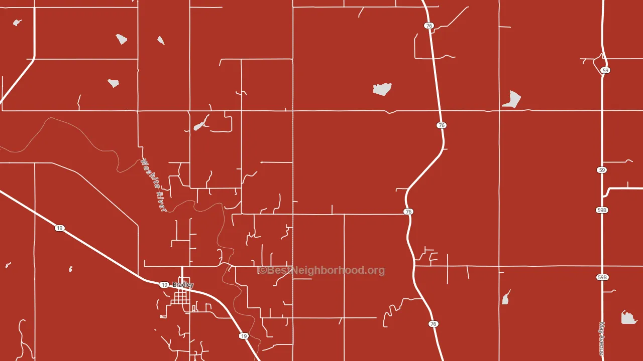 Bradley, OK block-group political-lean map