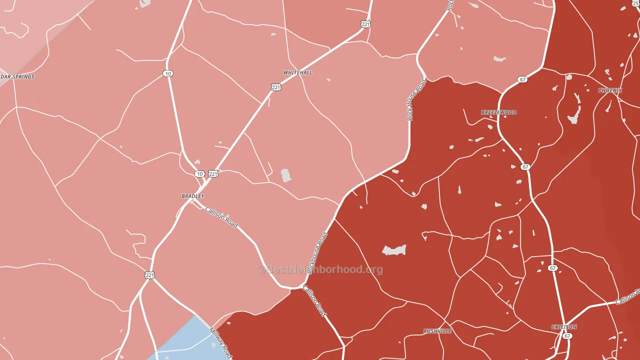 Bradley, SC block-group political-lean map