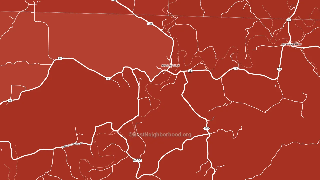 Bradleyville, MO block-group political-lean map