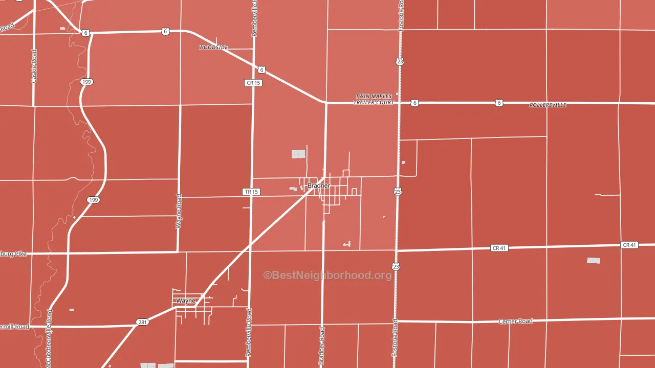 Bradner, OH block-group political-lean map
