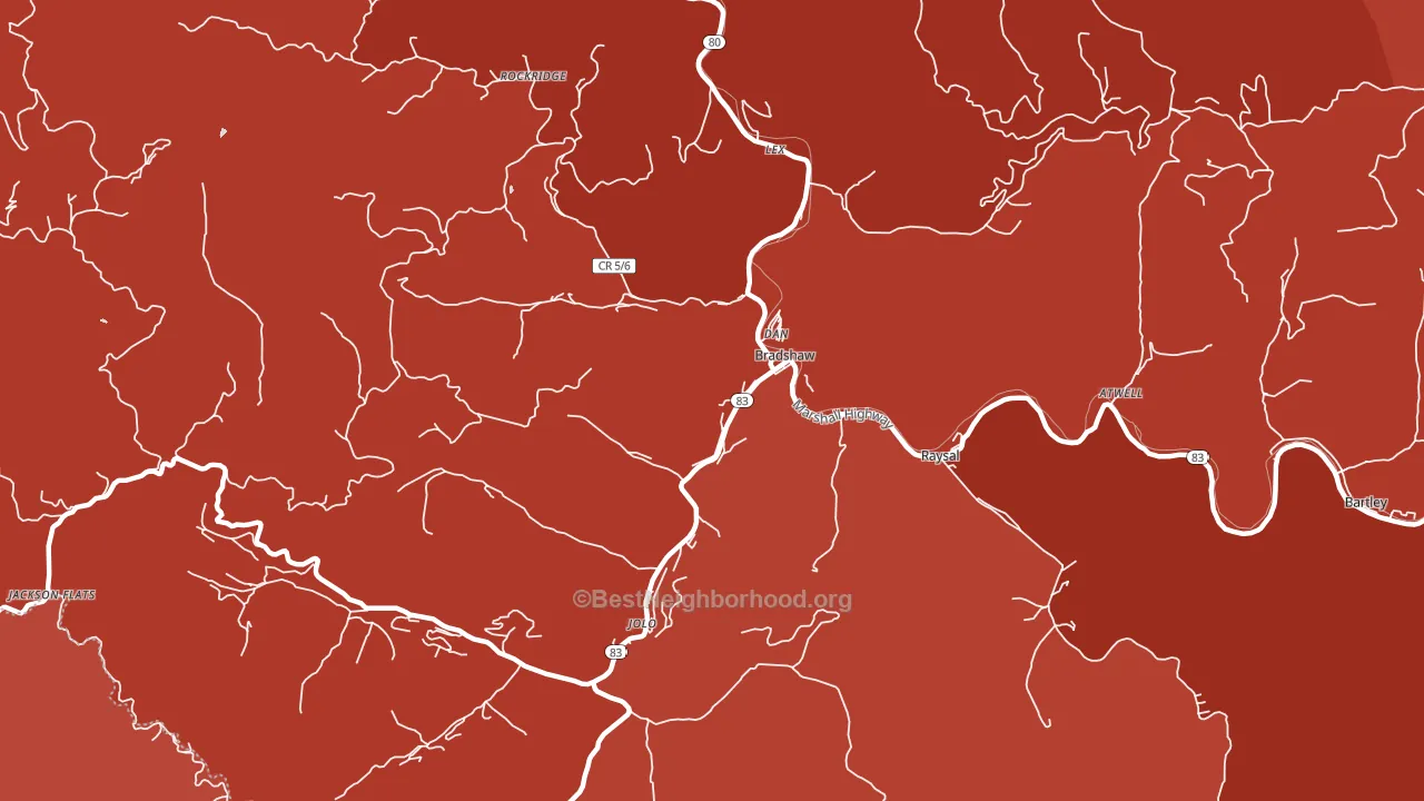Bradshaw, WV block-group political-lean map