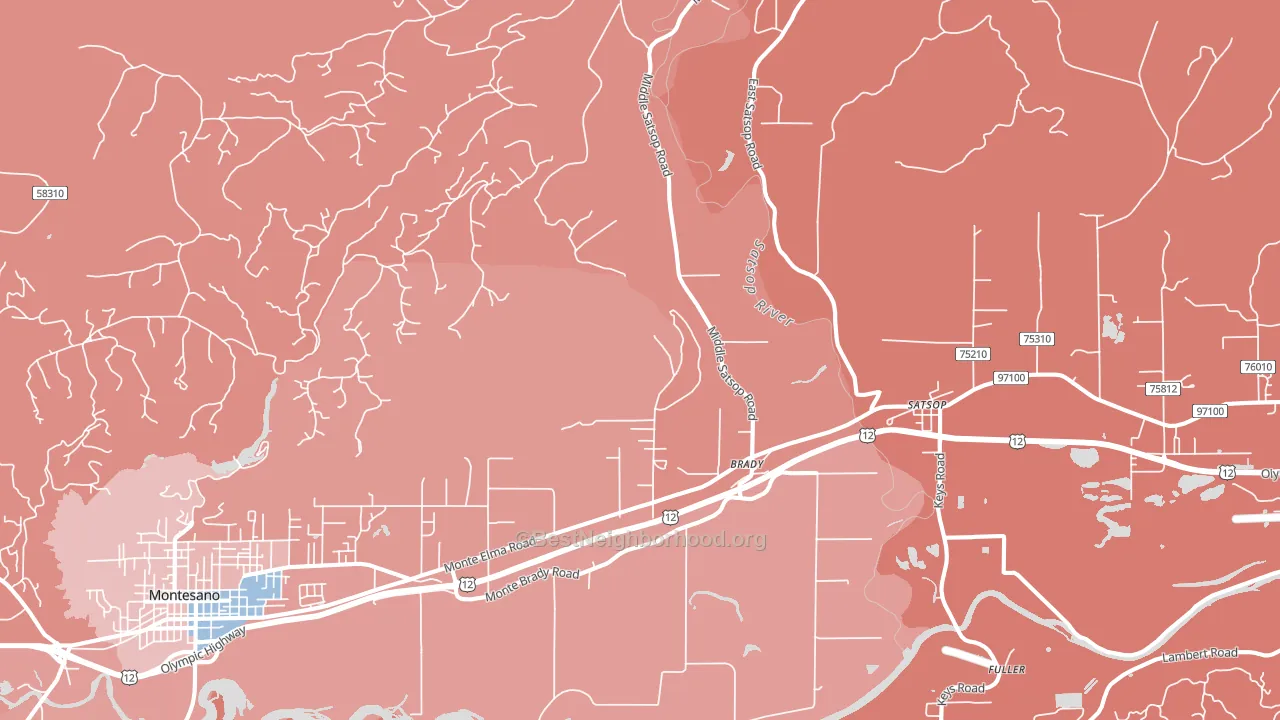 Brady, WA block-group political-lean map