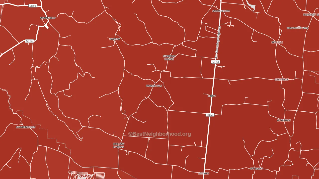 Bradyville, TN block-group political-lean map